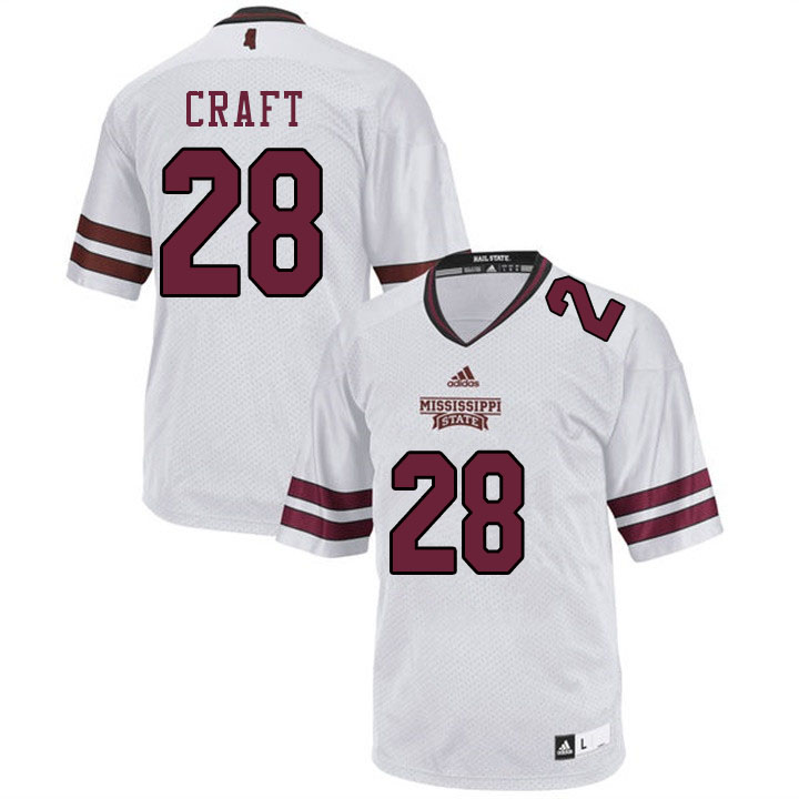 Men #28 Londyn Craft Mississippi State Bulldogs College Football Jerseys Sale-White